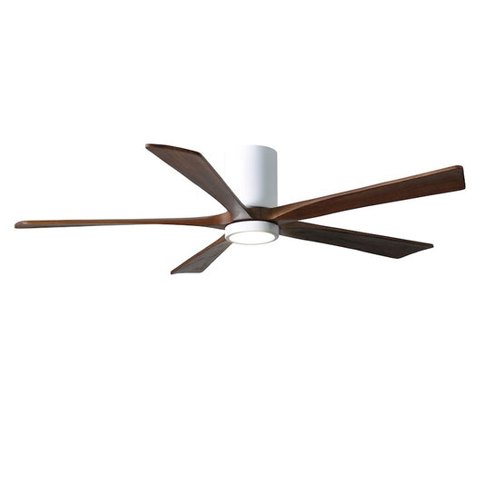 Matthews Fan Irene-HLK 60in 5-Blade Flush Mount Ceiling Fan | Gloss White and Walnut Wood Blades | Bedroom & Living Room | Model IR5HLK-WH-WA-60