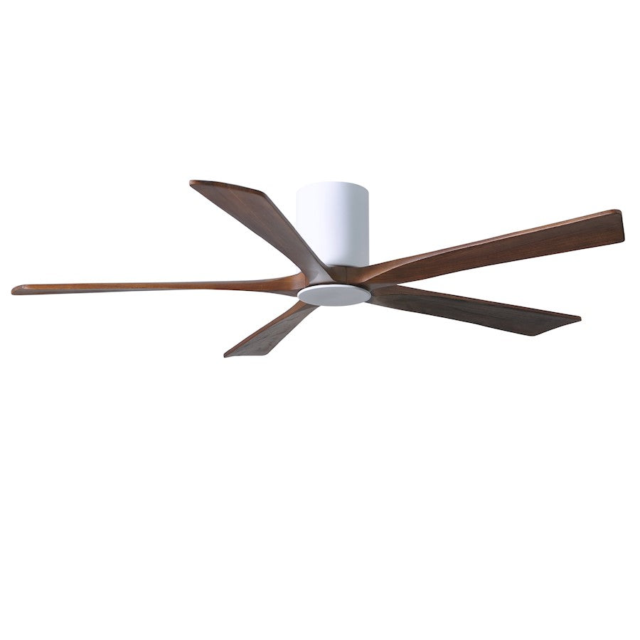 Matthews Fan Irene-HLK 60in 5-Blade Flush Mount Ceiling Fan | Gloss White and Walnut Wood Blades | Bedroom & Living Room | Model IR5HLK-WH-WA-60