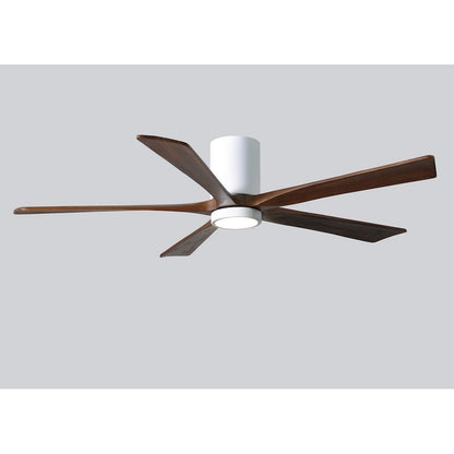Matthews Fan Irene-HLK 60in 5-Blade Flush Mount Ceiling Fan | Gloss White and Walnut Wood Blades | Bedroom & Living Room | Model IR5HLK-WH-WA-60