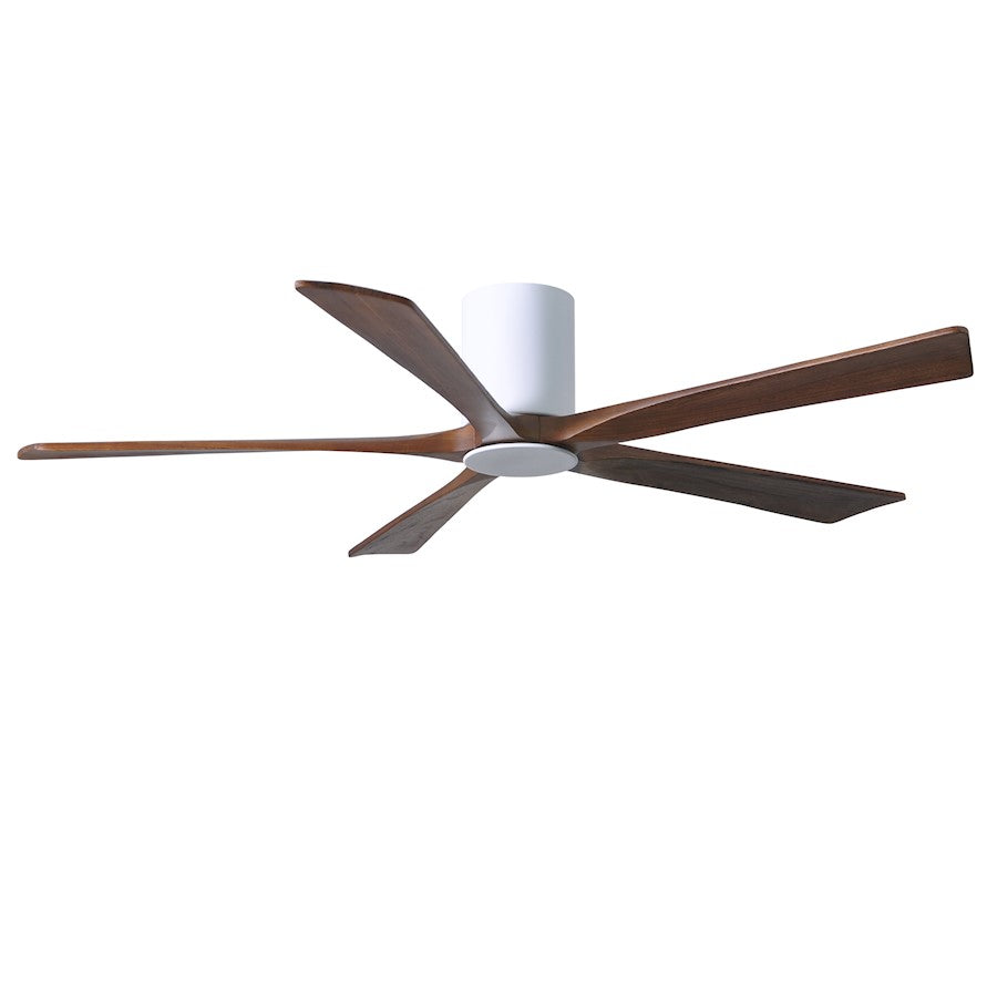 Matthews Fan Irene-HLK 60in 5-Blade Flush Mount Ceiling Fan | Gloss White and Walnut Wood Blades | Bedroom & Living Room | Model IR5HLK-WH-WA-60