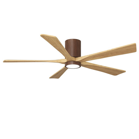 Matthews Fans Irene-5HLK 60in 5-Blade Flush Mount Ceiling Fan | Walnut & Light Maple Solid Wood | Great Room & Open Concept | Model IR5HLK-WN-LM-60