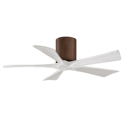 Matthews Fans Irene-5HLK 60in 5-Blade LED Ceiling Fan | Rustic Walnut Tone and Matte White Solid Wood | Living Room | Model IR5HLK-WN-MWH-60