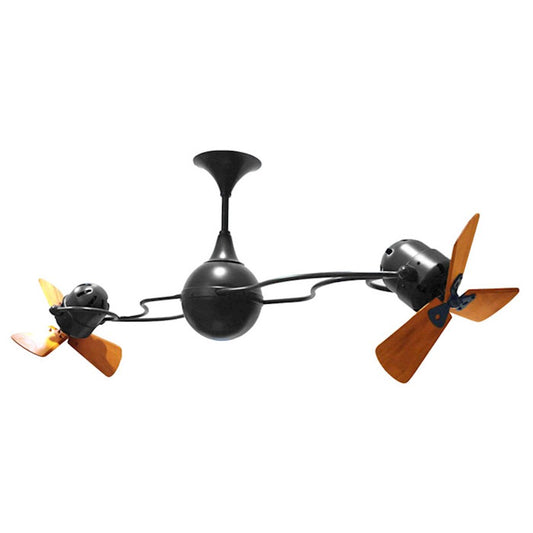 Matthews Fan Company Italo Ventania 53in Ceiling Fan | Black Steel with Mahogany Wood Blades | Indoor & Covered Patio | Model IV-BK-WD