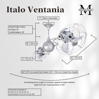 Matthews Fan Company Italo Ventania 53in Ceiling Fan | Brushed Nickel Metal Blades | Indoor Living Spaces | 60 x 14 x 14 in | Model IV-BN-MTL