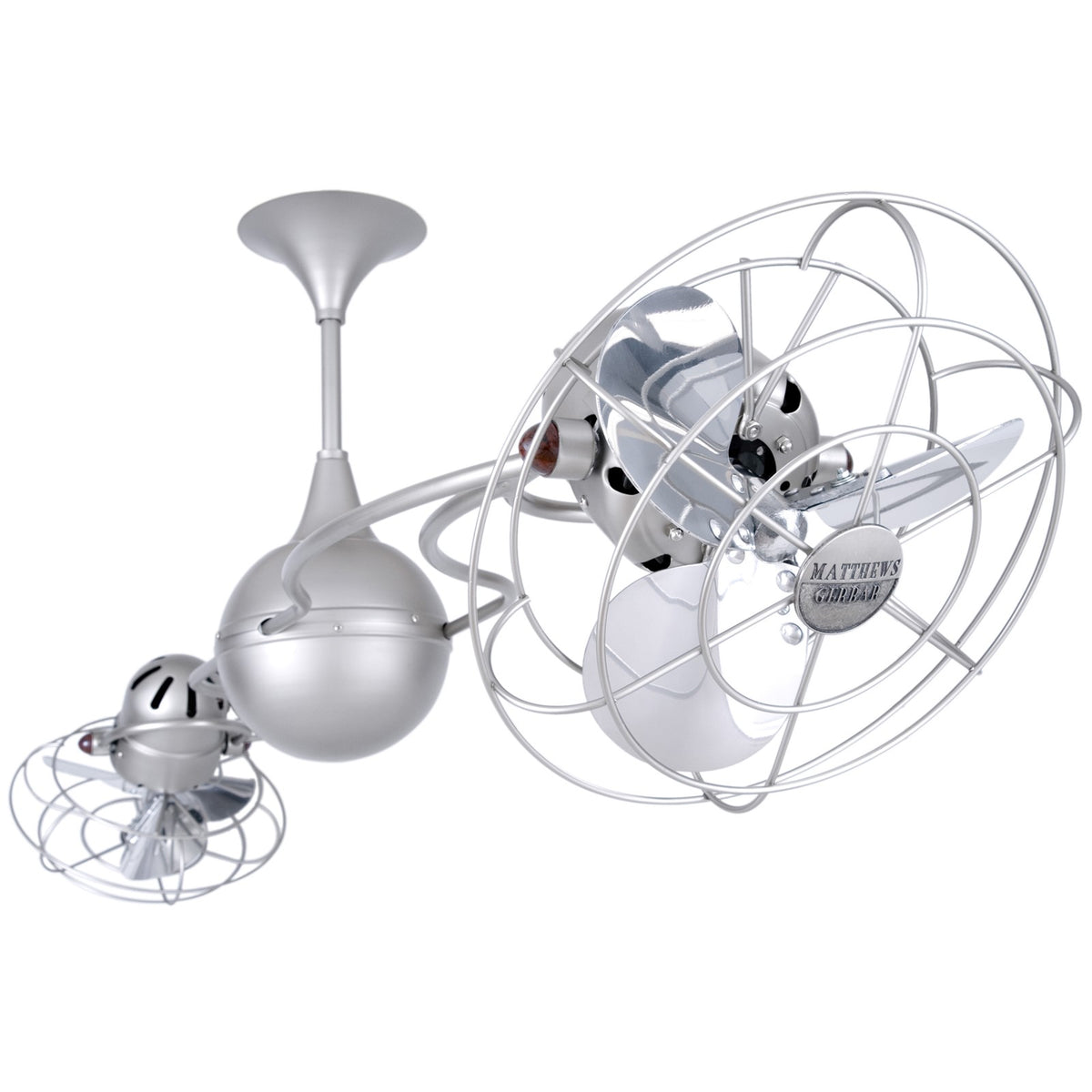 Matthews Fan Company Italo Ventania 53in Ceiling Fan | Brushed Nickel Metal Blades | Indoor & Covered Patio | 60 x 14 x 14 in | Model IV-BN-MTL-DAMP