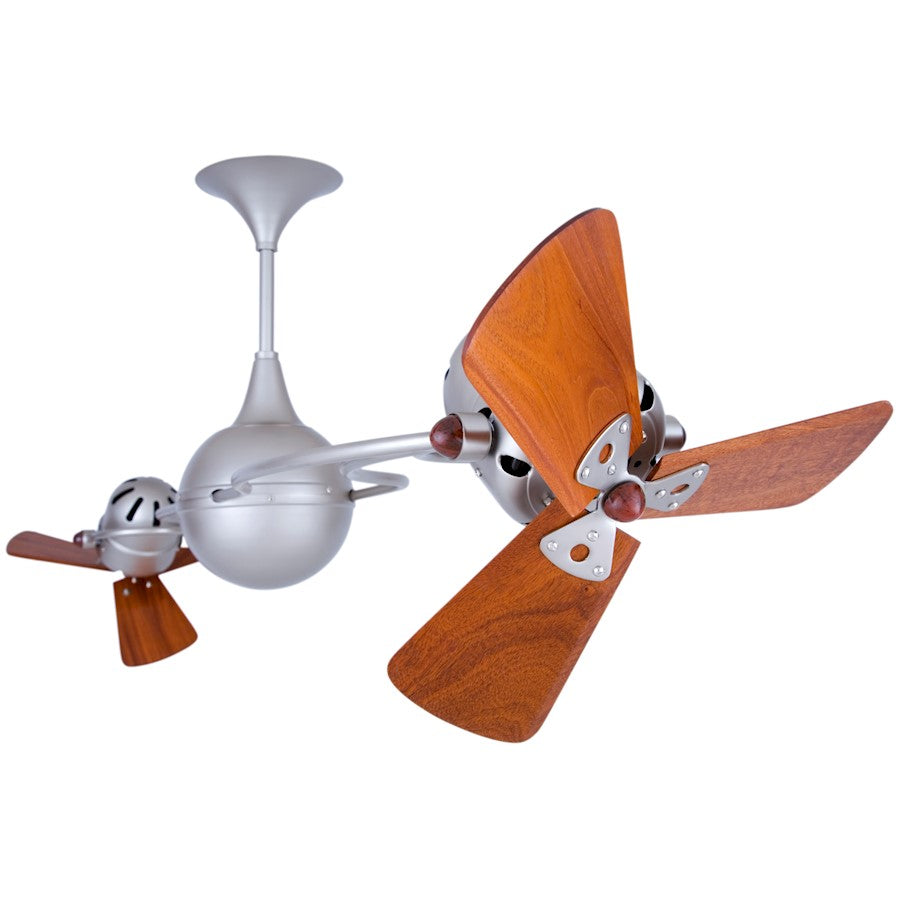 Matthews Fan Company Italo Ventania 62in Ceiling Fan | Brushed Nickel and Mahogany Wood Blades | Living Room & Bedroom | Model IV-BN-WD