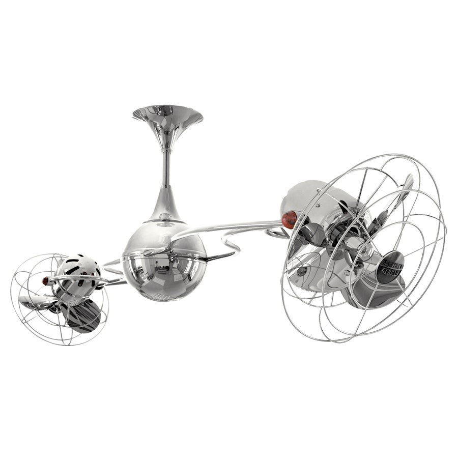 Matthews Fan Company Italo Ventania 53in Chrome Metal Ceiling Fan | Handmade Steel with Metal Blades | Covered Patio & Living | Model IV-CR-MTL-DAMP