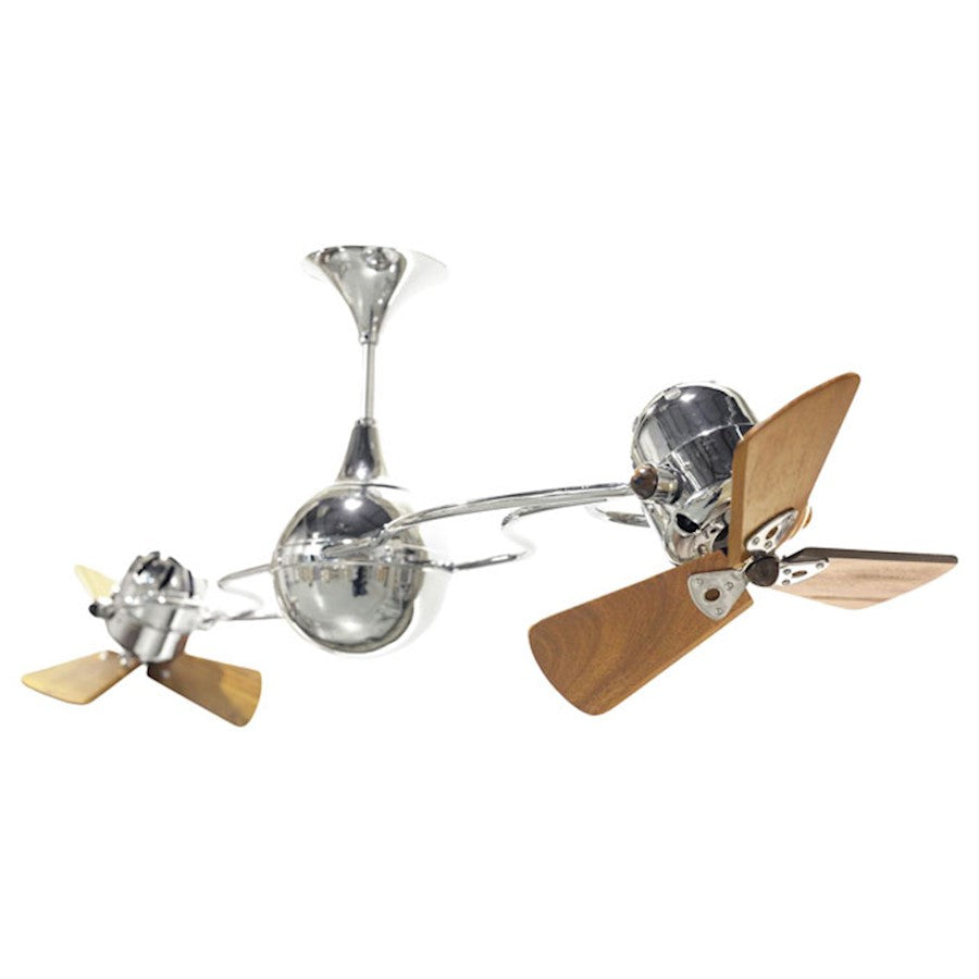 Matthews Fan Company Italo Ventania 53in Chrome Wood Ceiling Fan | Handmade Steel with Mahogany Blades | Living Room & Bedroom | Model IV-CR-WD