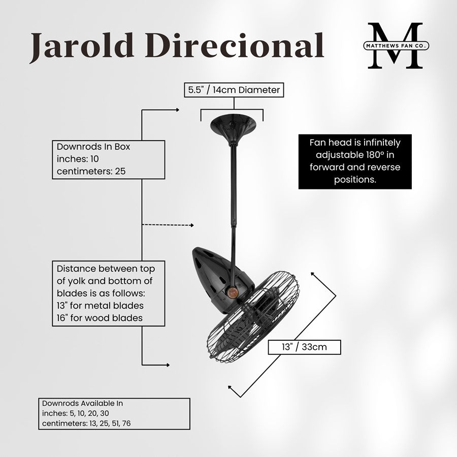 Matthews Fans Jarold 13in 3-Blade Directional Ceiling Fan | Contemporary Black Nickel and Metal Blades | Covered Patio & Sunroom | Model JD-BKN-MTL