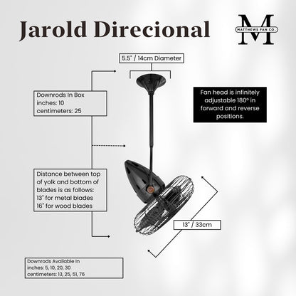 Matthews Fans Jarold 13in 3-Blade Directional Ceiling Fan | Contemporary Black Nickel and Metal Blades | Covered Patio & Sunroom | Model JD-BKN-MTL