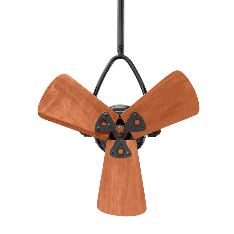 Matthews Fans Jarold 16in 3-Blade Directional Ceiling Fan | Contemporary Black Nickel and Mahogany Wood Blades | Covered Patio | Model JD-BKN-WD