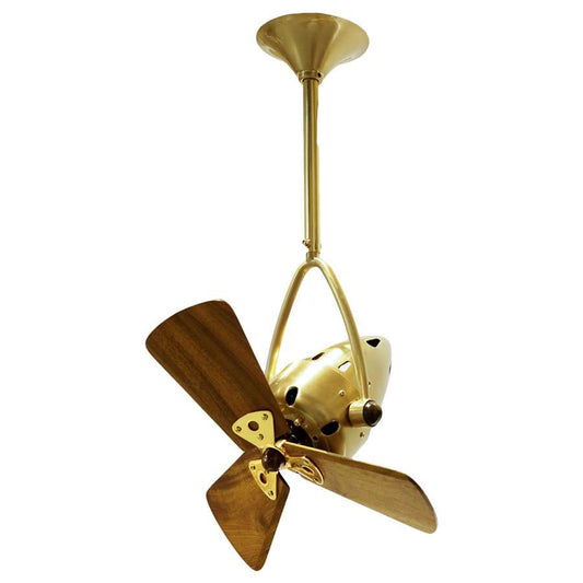 Matthews Fan Company Jarold Directional 16in Ceiling Fan | Brushed Nickel Steel and Mahogany Wood Blades | Bedroom & Home Office | Model JD-BN-WD