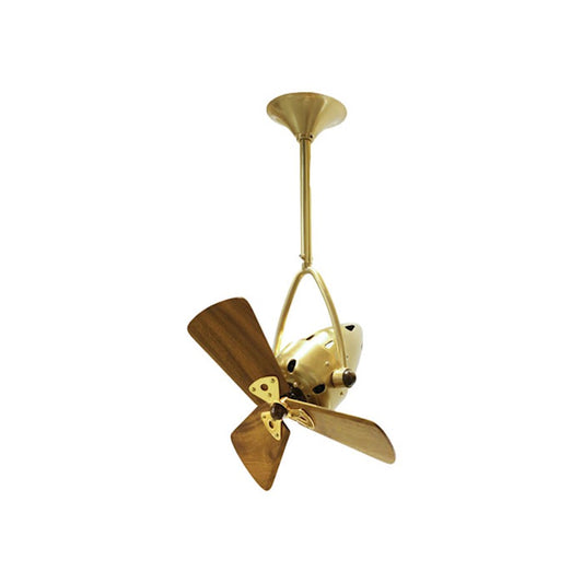 Matthews Fan Company Jarold Directional 16in Ceiling Fan | Brushed Brass and Mahogany Wood | Indoor & Covered Patio | Model JD-BRBR-WD