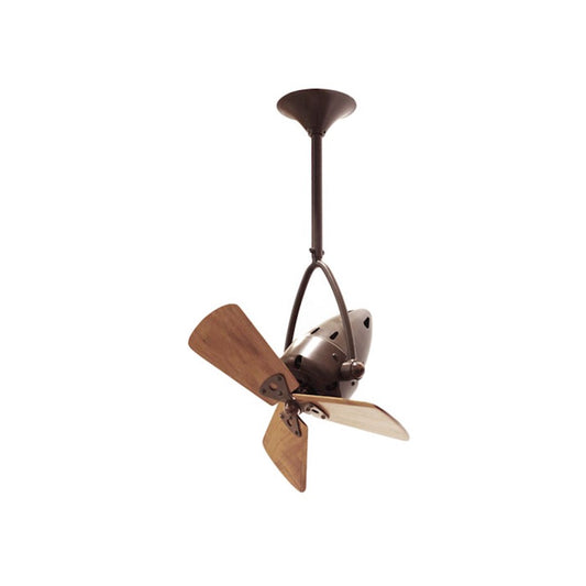 Matthews Fan Company Jarold Directional 16in Ceiling Fan | Bronzette and Mahogany Wood | Indoor & Covered Patio | 16 x 16 x 16 in | Model JD-BZZT-WD