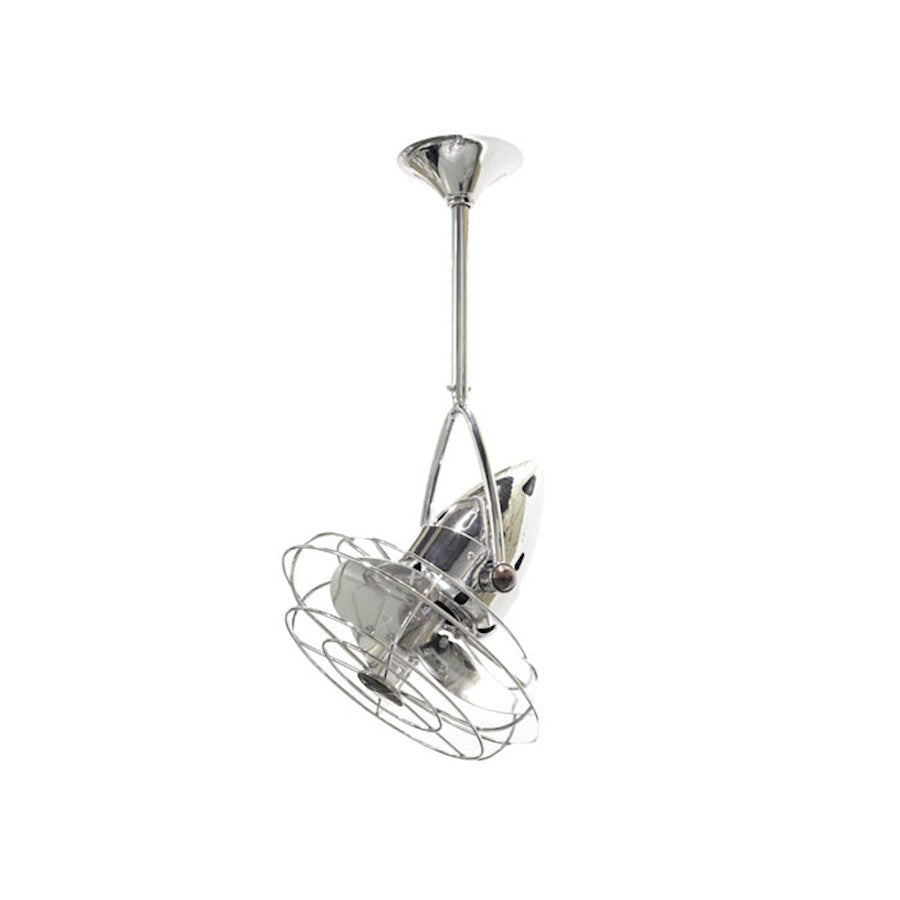 Matthews Fan Company Jarold Directional 16in Ceiling Fan | Chrome Steel and Metal Blades | Bedroom & Living Room | 13 x 16 x 16 in | Model JD-CR-MTL