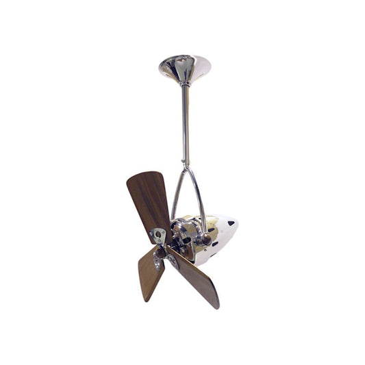 Matthews Fan Company Jarold Directional 16in Ceiling Fan | Chrome Steel and Mahogany Blades | Bedroom & Living Room | 16 x 16 x 16 in | Model JD-CR-WD