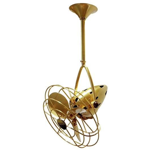 Matthews Fan Company Jarold Directional 16in Polished Brass Metal Ceiling Fan | Vintage Brass and Steel | Covered Patio & Indoor | Model JD-PB-MTL