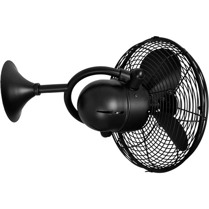 Matthews Fans Kaye 13in 3-Blade Oscillating Wall Fan | Matte Black Cast Aluminum | Covered Patio & Sunroom | 17.5 x 13 x 17.5 in | Model KC-BK