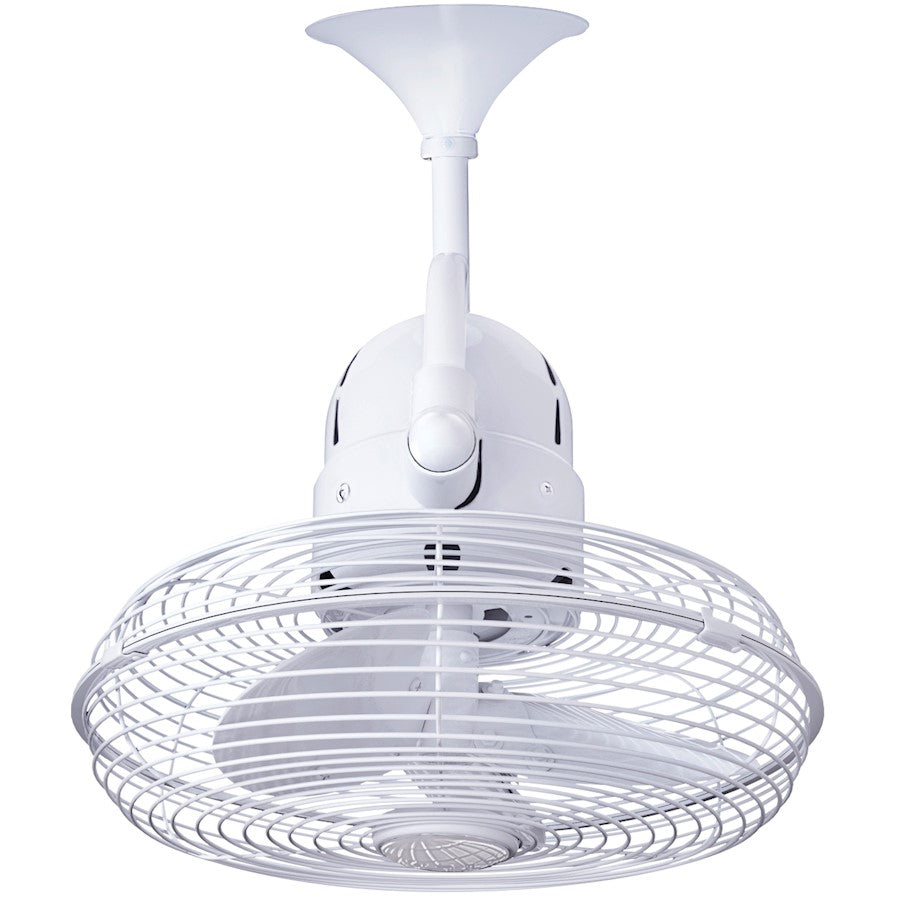Matthews Fans Kaye 13in 3-Blade Oscillating Wall Fan | Gloss White Cast Aluminum | Covered Patio & Sunroom | 13 x 13 in | Model KC-WH