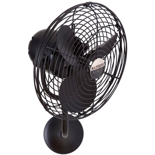 Matthews Fan Company Michelle Parede 19in Directional Wall Fan | Matte Black Metal | Indoor & Covered Patio | 13 x 20 x 16 in | Model MP-BK-MTL