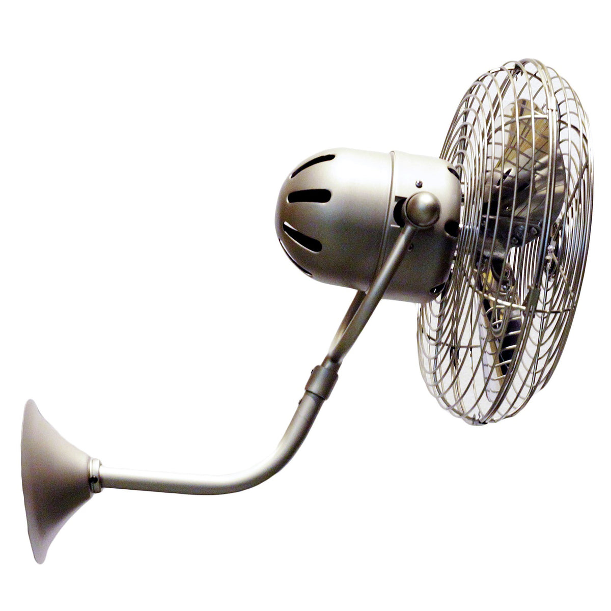 Matthews Fan Company Michelle Parede 19in Directional Wall Fan | Brushed Nickel Metal | Indoor & Covered Patio | Model MP-BN-MTL-DAMP