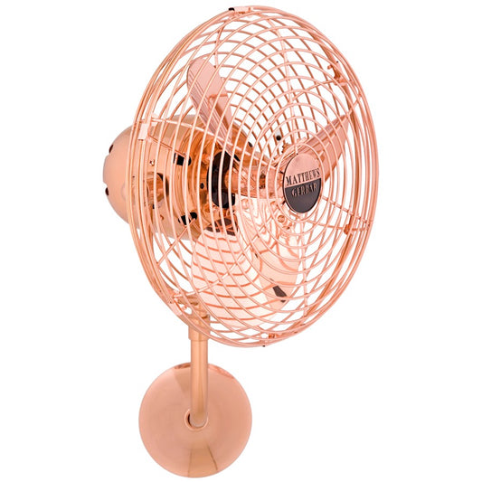 Matthews Fan Company Michelle Parede 19in Directional Wall Fan | Polished Copper Metal | Indoor & Covered Patio | 13 x 20 x 16 in | Model MP-CP-MTL