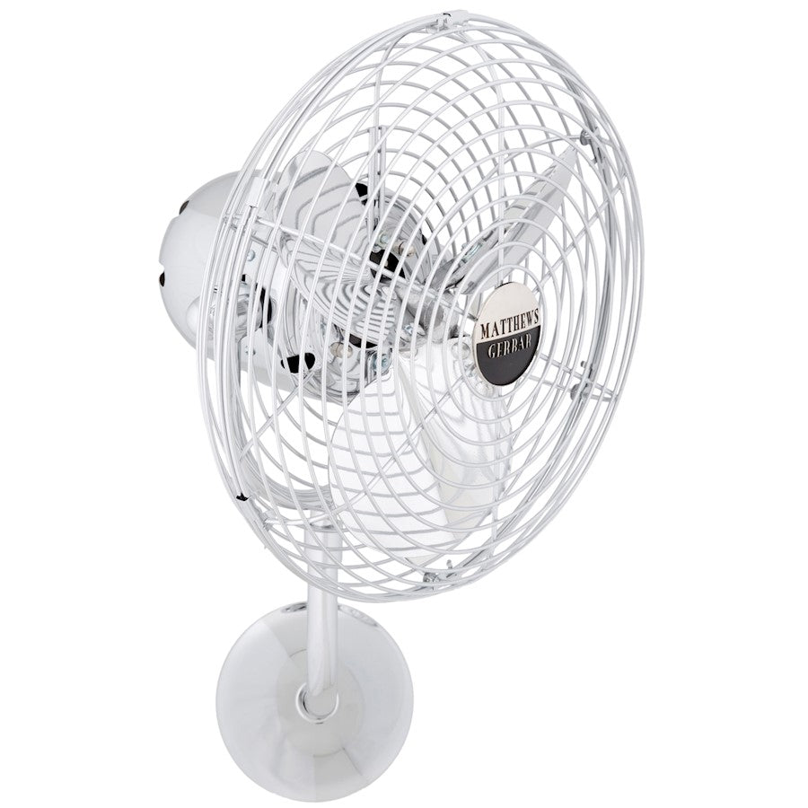 Matthews Fan Company Michelle Parede 19in Directional Wall Fan | Chrome Metal | Indoor Use | 13 x 20 x 16 in | Model MP-CR-MTL