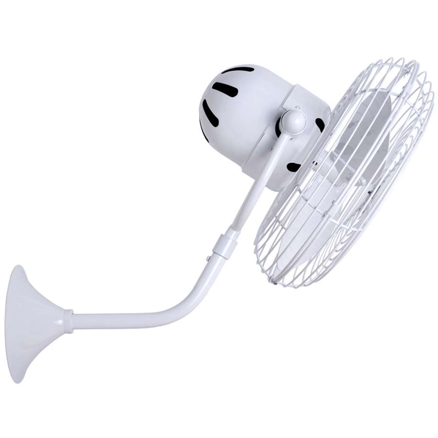Matthews Fan Company Michelle Parede 19in Directional Wall Fan | White Metal | Indoor & Outdoor Damp Locations | 13 x 20 x 16 in | Model MP-WH-MTL