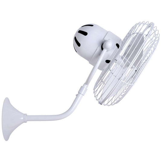 Matthews Fan Company Michelle Parede 19in Directional Wall Fan | White Metal | Indoor & Outdoor Damp Locations | 13 x 20 x 16 in | Model MP-WH-MTL