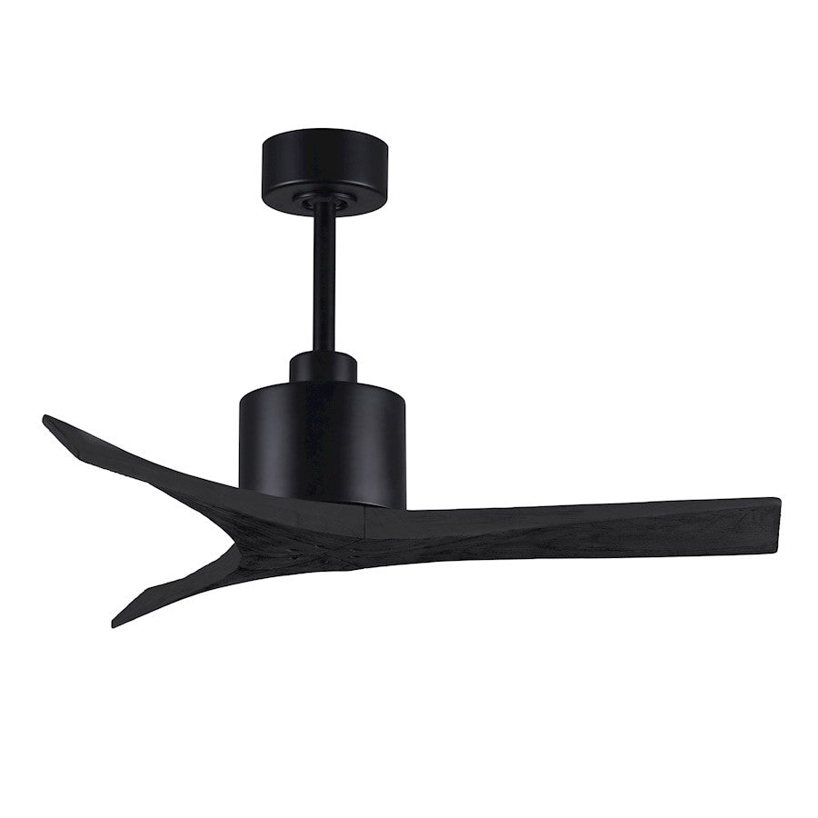 Matthews Fans Mollywood 52in 3-Blade Ceiling Fan | Contemporary Matte Black and Matte White Solid Wood Blades | Living Room | Model MW-BK-MWH-52