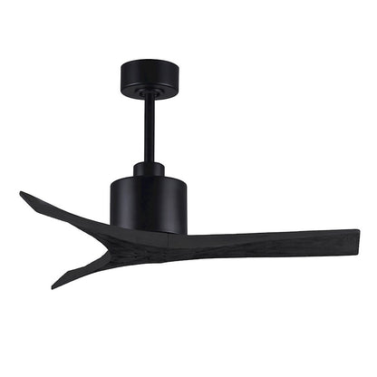 Matthews Fans Mollywood 52in 3-Blade Ceiling Fan | Contemporary Matte Black and Matte White Solid Wood Blades | Living Room | Model MW-BK-MWH-52