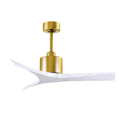 Matthews Fans Mollywood 42in Ceiling Fan | Brushed Brass and Matte White Solid Wood Blades | Bedroom & Office | 42 x 42 x 10 in | Model MW-BRBR-MWH-42