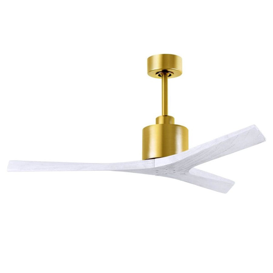 Matthews Fans Mollywood 42in Ceiling Fan | Brushed Brass and Matte White Solid Wood Blades | Bedroom & Office | 42 x 42 x 10 in | Model MW-BRBR-MWH-42