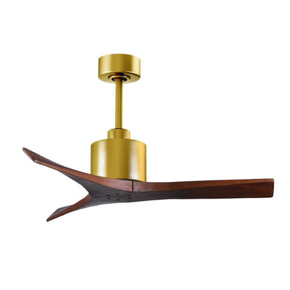 Matthews Fans Mollywood 42in Ceiling Fan | Brushed Brass and Matte White Solid Wood Blades | Bedroom & Office | 42 x 42 x 10 in | Model MW-BRBR-MWH-42