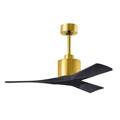 Matthews Fans Nan 60in 3-Blade Ceiling Fan | Contemporary Brushed Brass and Matte White Solid Wood | Great Room & Covered | Model NK-BRBR-MWH-60