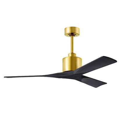 Matthews Fans Nan 60in 3-Blade Ceiling Fan | Contemporary Brushed Brass and Matte White Solid Wood | Great Room & Covered | Model NK-BRBR-MWH-60