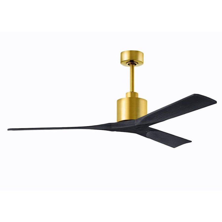 Matthews Fans Nan 60in 3-Blade Ceiling Fan | Contemporary Brushed Brass and Matte White Solid Wood | Great Room & Covered | Model NK-BRBR-MWH-60
