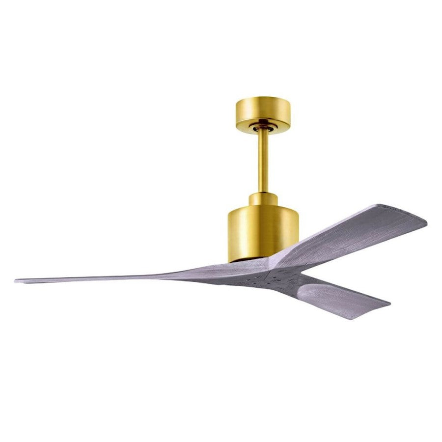 Matthews Fans Nan 60in 3-Blade Ceiling Fan | Contemporary Brushed Brass and Walnut Solid Wood | Living Room & Bedroom | Model NK-BRBR-WA-60