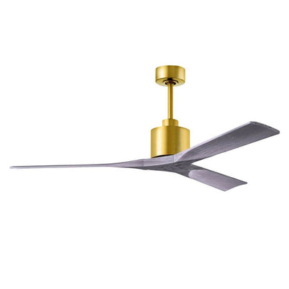 Matthews Fans Nan 60in 3-Blade Ceiling Fan | Contemporary Brushed Brass and Walnut Solid Wood | Living Room & Bedroom | Model NK-BRBR-WA-60