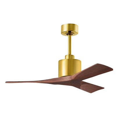 Matthews Fans Nan 60in 3-Blade Ceiling Fan | Contemporary Brushed Brass and Walnut Solid Wood | Living Room & Bedroom | Model NK-BRBR-WA-60