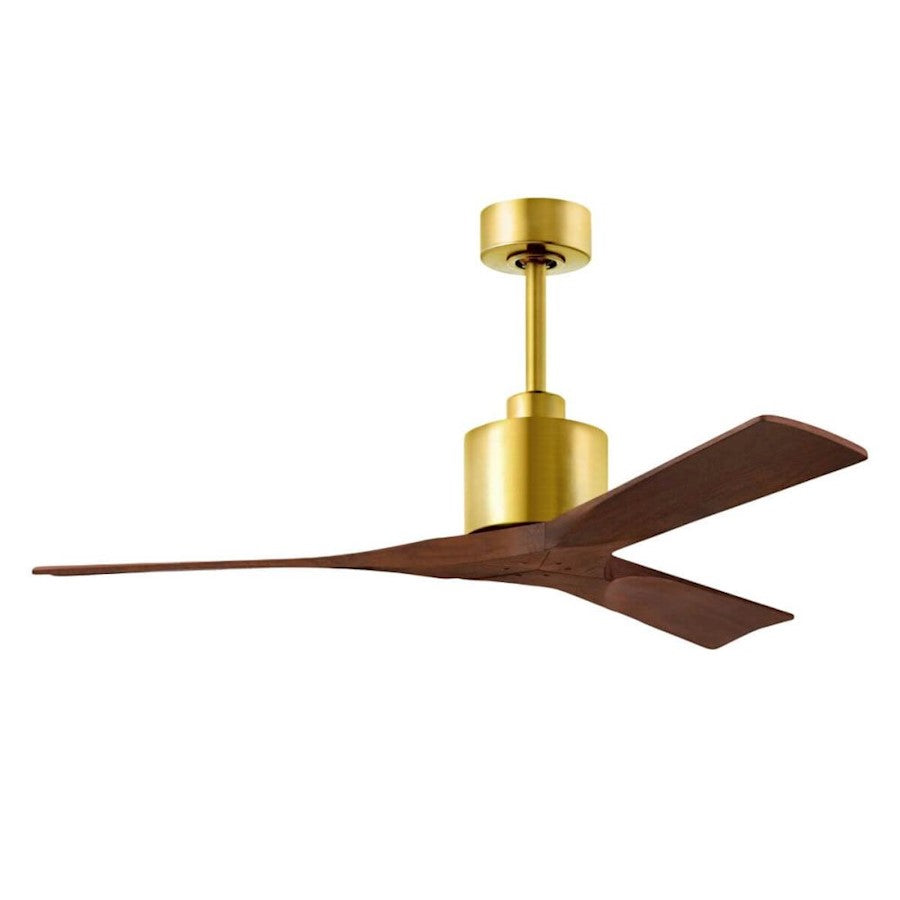 Matthews Fans Nan 60in 3-Blade Ceiling Fan | Contemporary Brushed Brass and Walnut Solid Wood | Living Room & Bedroom | Model NK-BRBR-WA-60