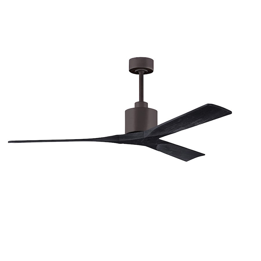 Matthews Nan 60in 3-Blade Ceiling Fan | Contemporary Textured Bronze and Walnut Wood | Great Room & Covered Patio | Model NK-TB-WA-60
