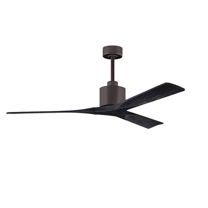 Matthews Nan 60in 3-Blade Ceiling Fan | Contemporary Textured Bronze and Walnut Wood | Great Room & Covered Patio | Model NK-TB-WA-60