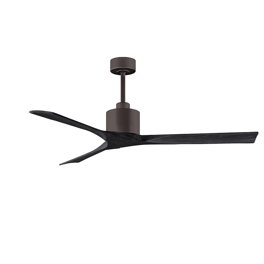 Matthews Nan 60in 3-Blade Ceiling Fan | Contemporary Textured Bronze and Walnut Wood | Great Room & Covered Patio | Model NK-TB-WA-60