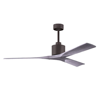 Matthews Nan 60in 3-Blade Ceiling Fan | Contemporary Textured Bronze and Walnut Wood | Great Room & Covered Patio | Model NK-TB-WA-60