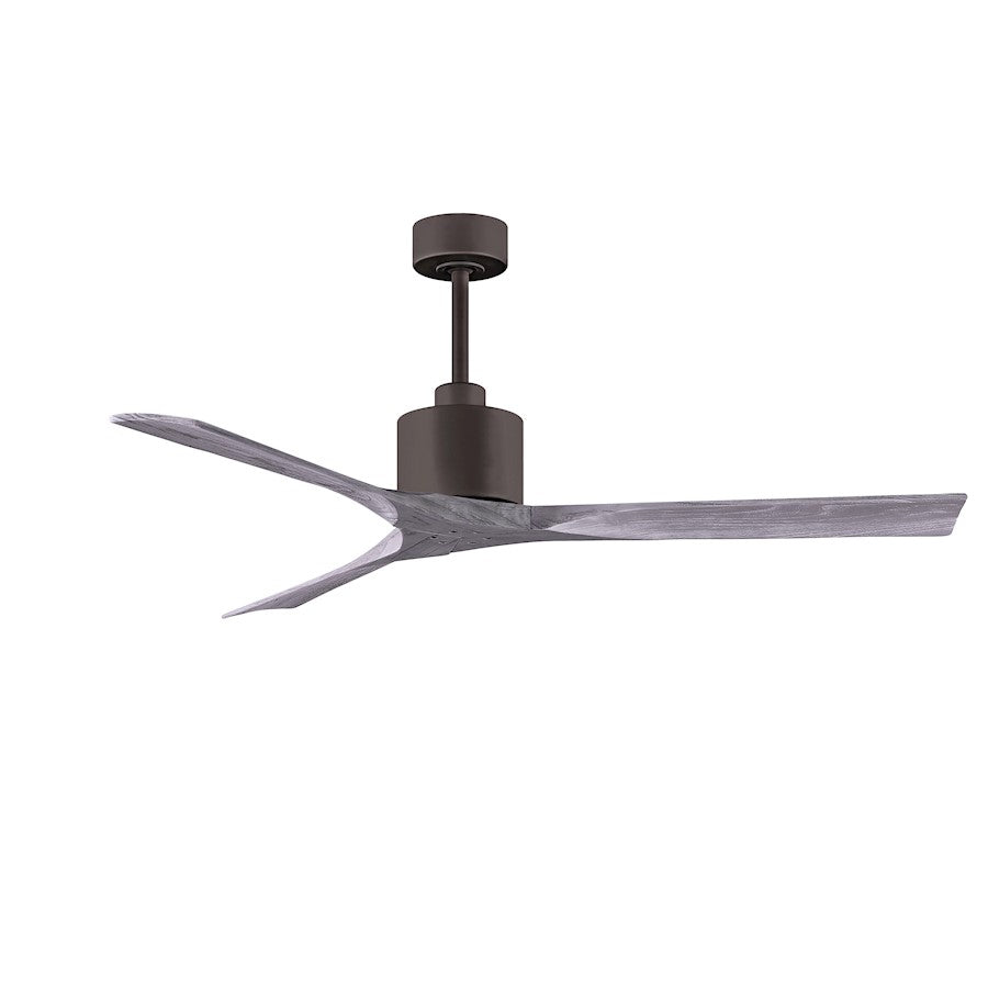 Matthews Nan 60in 3-Blade Ceiling Fan | Contemporary Textured Bronze and Walnut Wood | Great Room & Covered Patio | Model NK-TB-WA-60