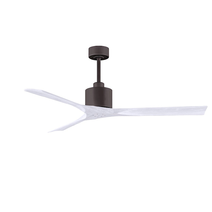 Matthews Nan 60in 3-Blade Ceiling Fan | Contemporary Textured Bronze and Walnut Wood | Great Room & Covered Patio | Model NK-TB-WA-60
