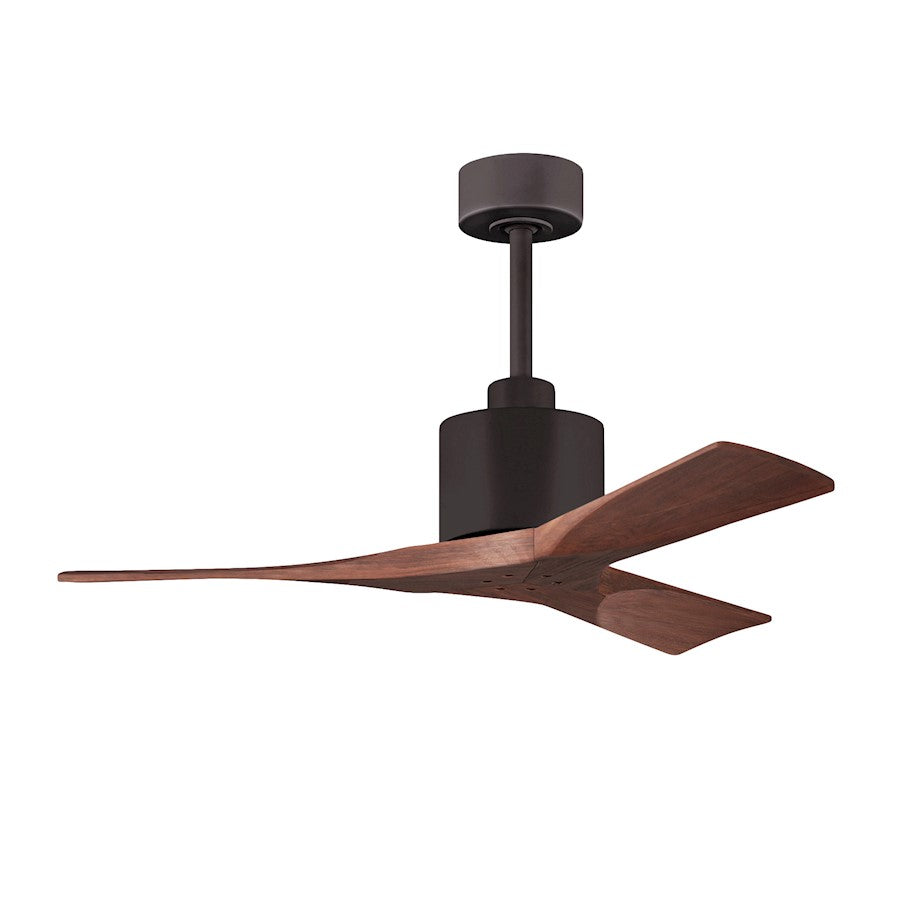 Matthews Fans Nan 42in 3-Blade Ceiling Fan | Contemporary Textured Bronze and Walnut Solid Wood | Bedroom & Living Room | Model NK-TB-WA-42