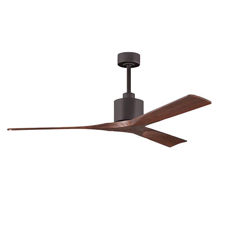 Matthews Nan 60in 3-Blade Ceiling Fan | Contemporary Textured Bronze and Walnut Wood | Great Room & Covered Patio | Model NK-TB-WA-60