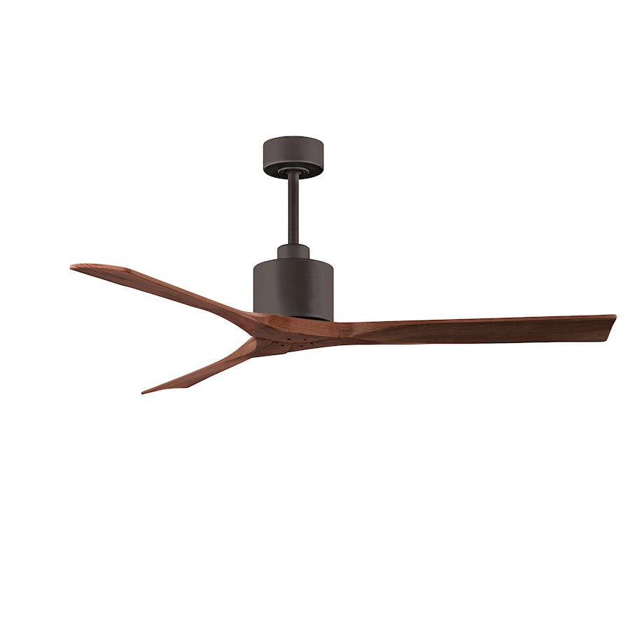 Matthews Nan 60in 3-Blade Ceiling Fan | Contemporary Textured Bronze and Walnut Wood | Great Room & Covered Patio | Model NK-TB-WA-60